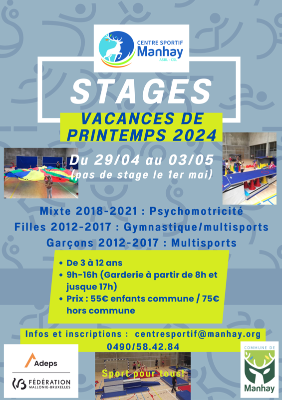 Stages Centre Sportif  Printemps 2024